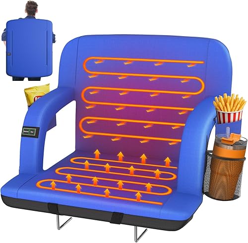 Miniatura 7 de HOPERAN Asientos de estadio con calefacción de doble cara para gradas con soporte de espalda, 3 niveles de calefacción para estadios con respaldo,