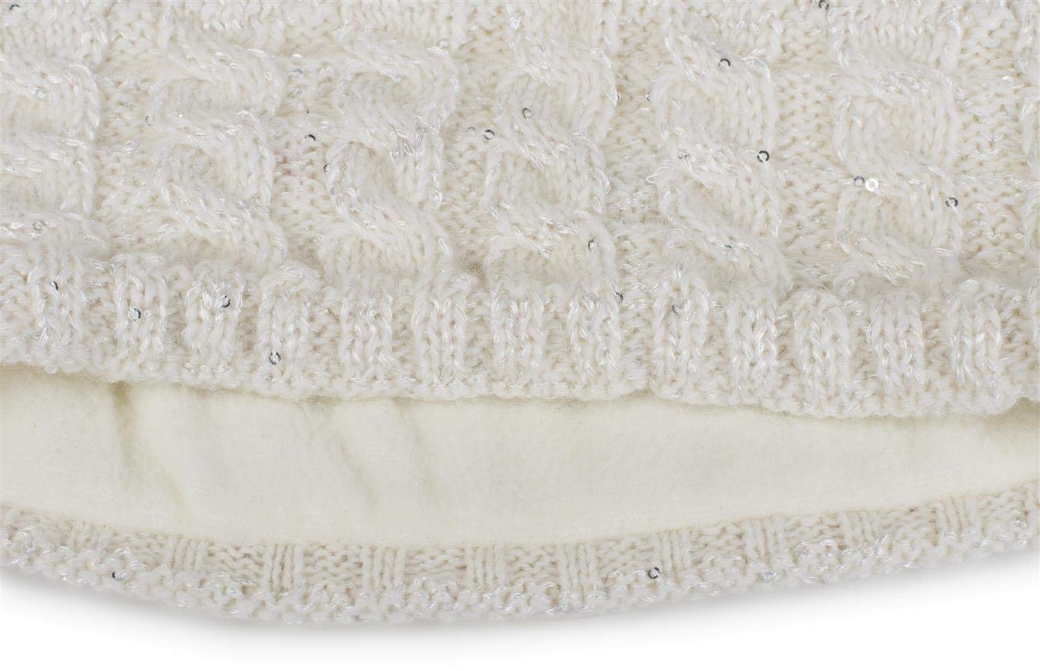 styleBREAKER women knit headband with plait pattern and sequins, fleece lining, hairband, headband, women 04026028, color:Cream - Image 3