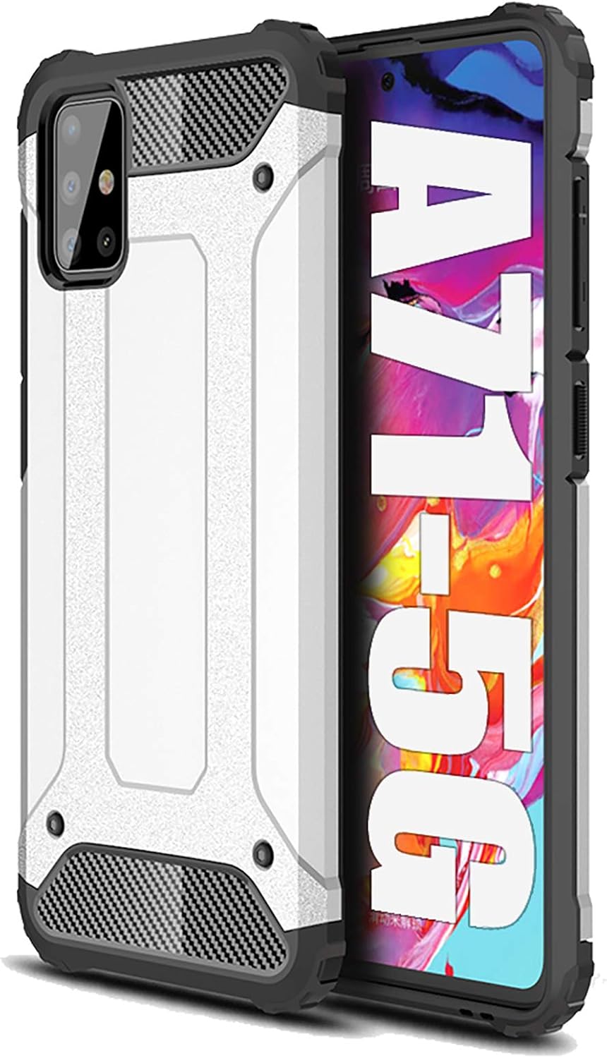 Jusy Heavy Duty Shockproof Case for Samsung Galaxy A71 5g, [NOT Fit Verizon & 4G Version] 15ft Drop Tested Dual Layer Protive Phone Cover for Samsung Galaxy A71 5g (Silver)