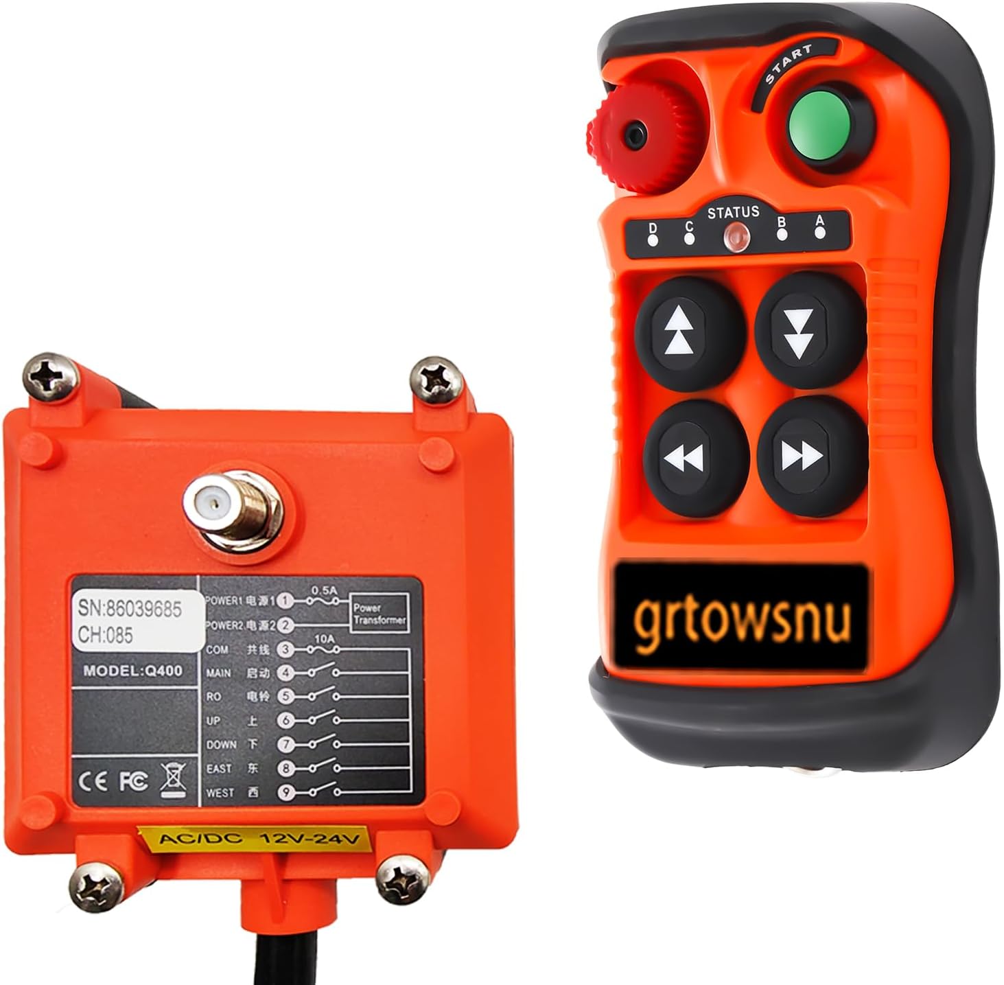 4 Buttons 380V AC Wireless Crane Remote Control for Chain Hoist Tow Truck Winch Lift Crane Industrial Electric Radio Transmitter and Receiver
