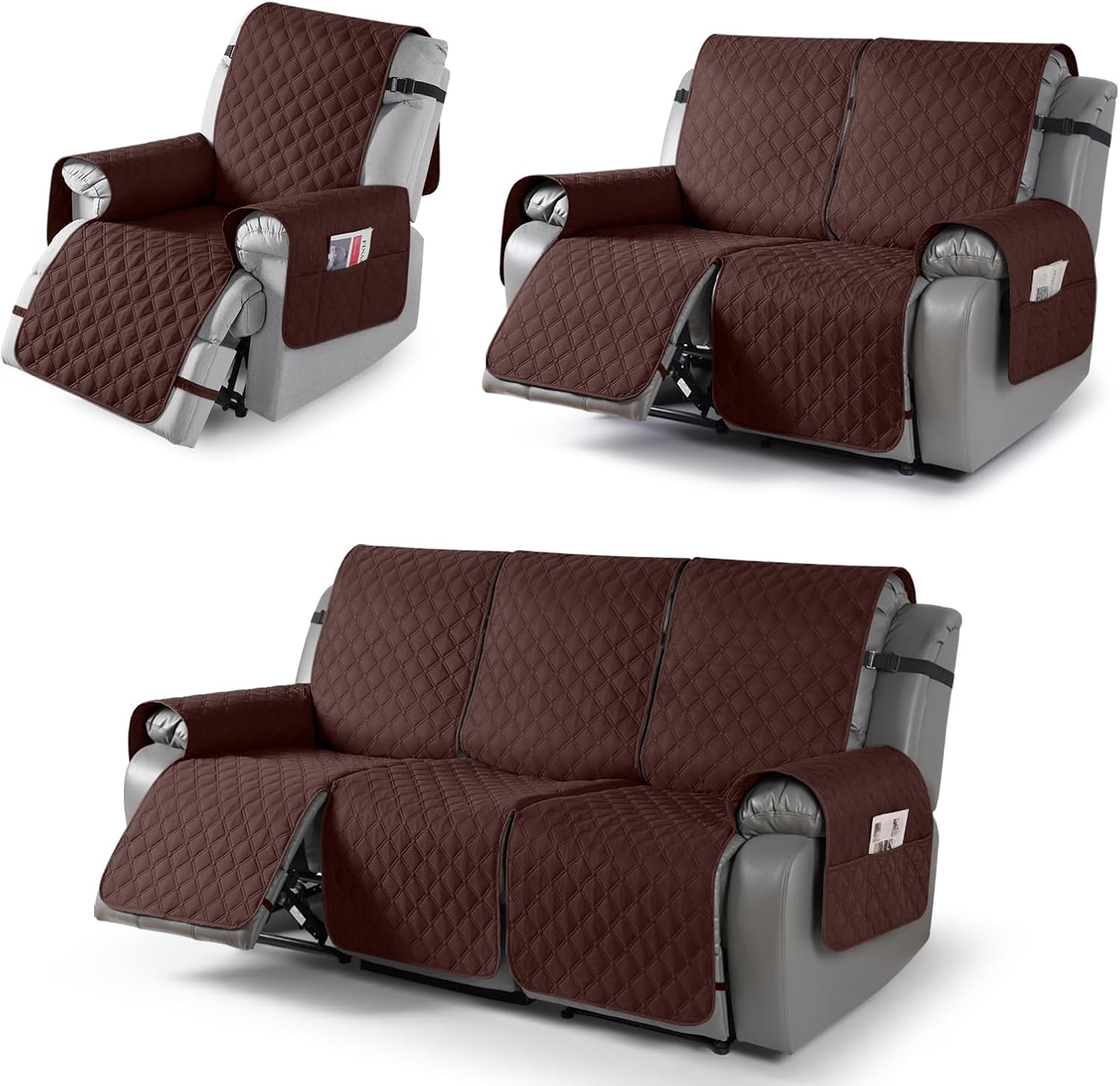 TAOCOCO 100% Waterproof Recliner Chair Cover & Loveseat Recliner Cover & Recliner Couch Cover(Coffee)