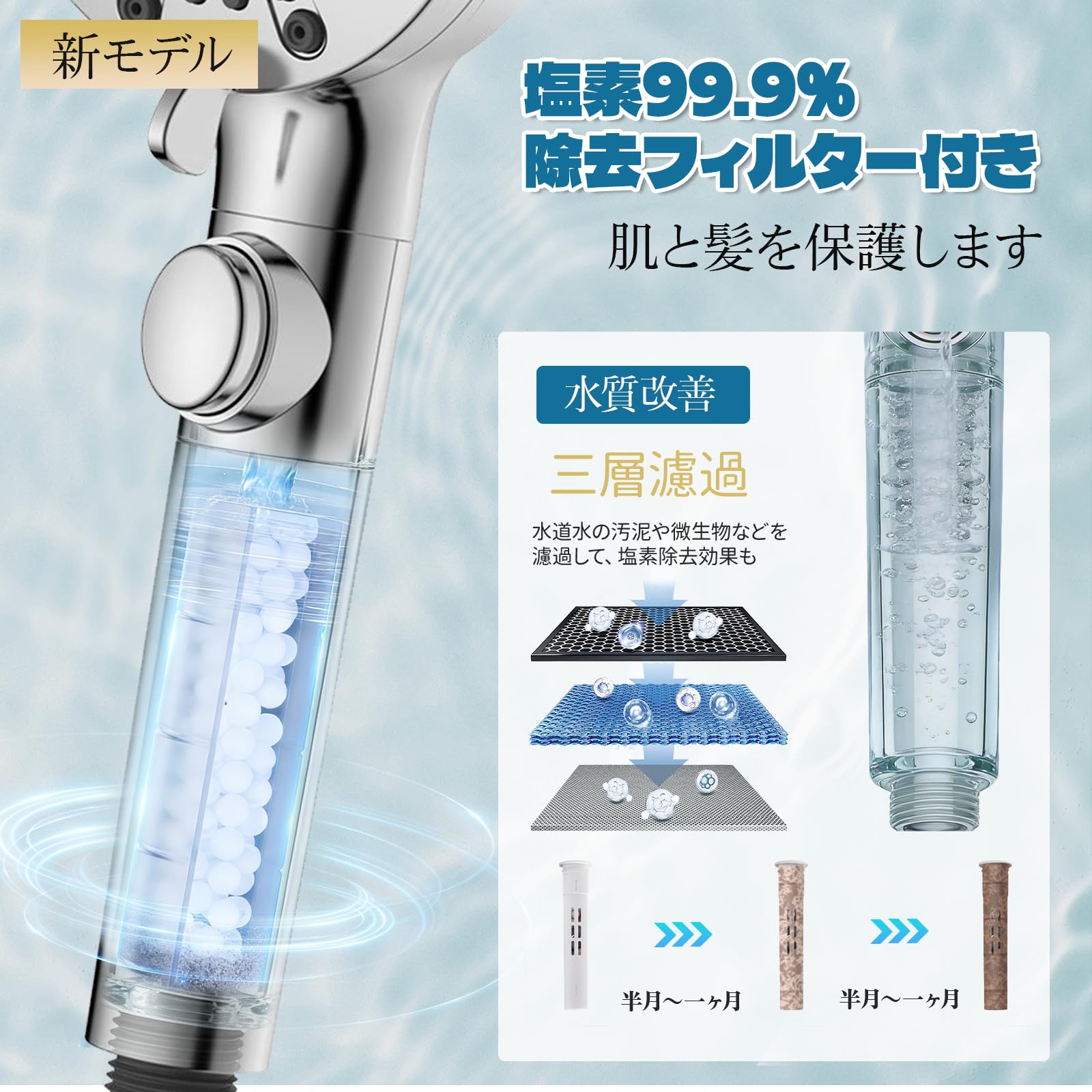 Amazon.co.jp: 【2026新モデル】ナノバブル シャワーヘッド 節水 6