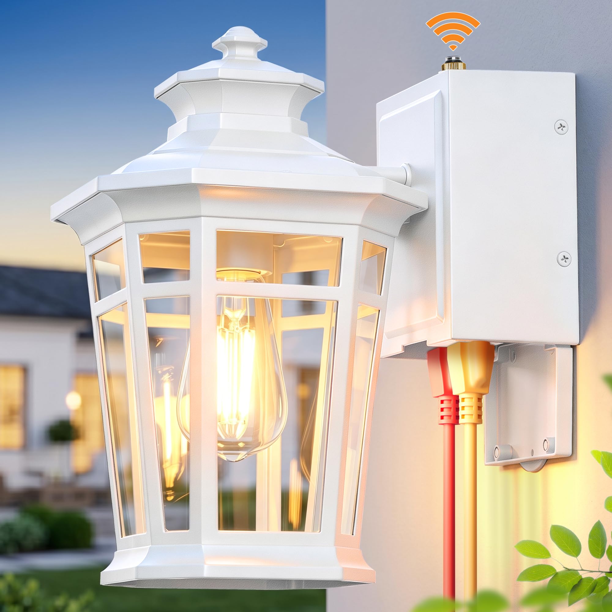 Gleamz Porch Lights Outdoor with GFCI Outlet, Exterior Lighting Fixtures