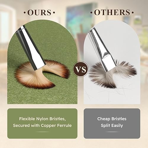 Miniatura 3 de REDSHELL Juego de 26 pinceles de pintura, pinceles acrílicos de acuarela de viaje con plano, filbert, abanico, daga, lengua de gato, redondo,