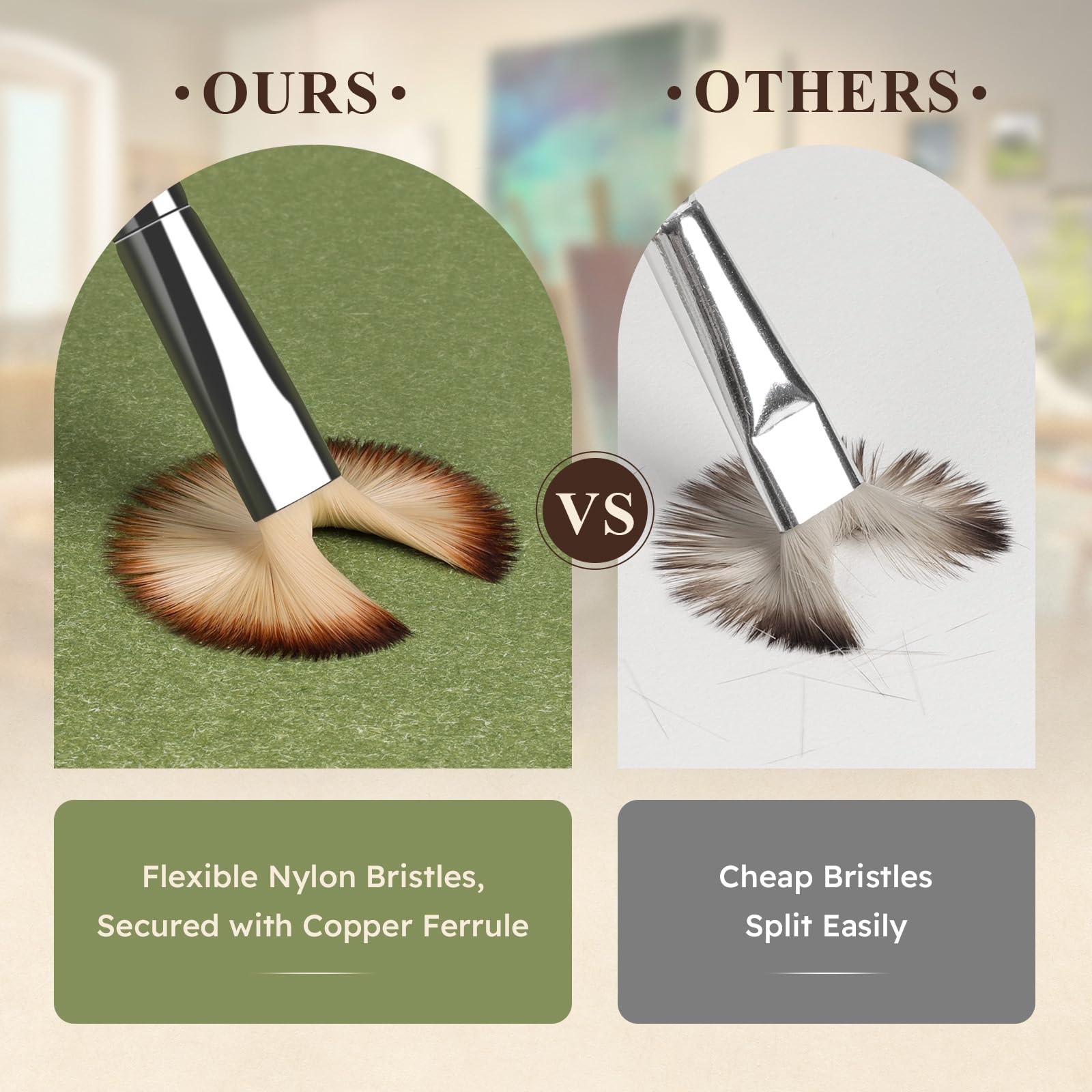 REDSHELL 26pcs Paint Brush Set, Travel Watercolor Acrylic Paint Brushes with Flat, Filbert, Fan, Dagger, Cat Tongue, Round, Palette Knife, Professional Paintbrush Kit for Artist, Oil, Face Painting