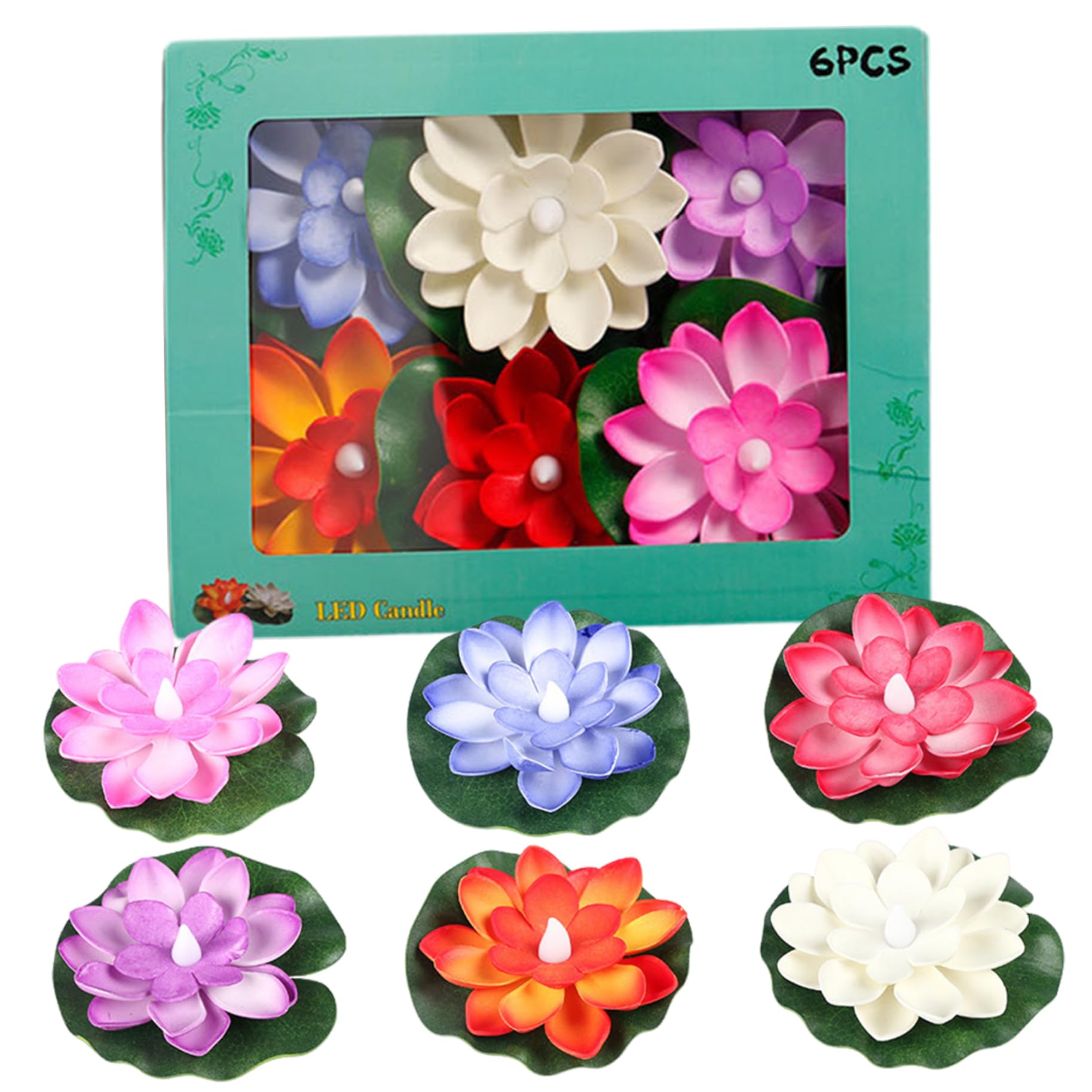 Fleur de lotus lumineuse pour étang : nénuphar artificiel en plastique 9,9 cm et décoration jardin