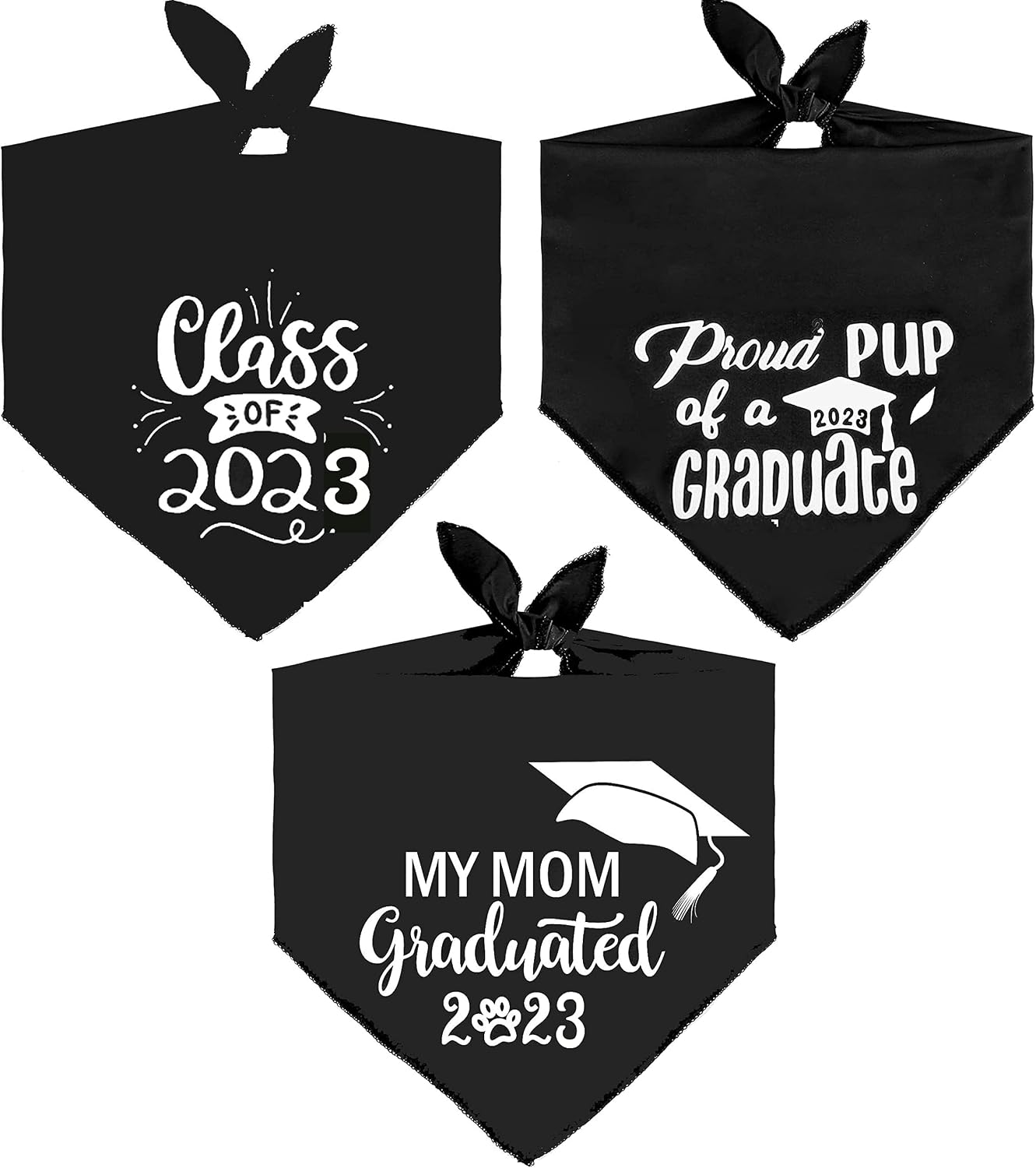 3 Pack Dog Graduation Bandana, My Mom Graduated Dog Bandana, Proud Pup of a 2023 Graduate Bandana for Small Medium Large Dogs Pet