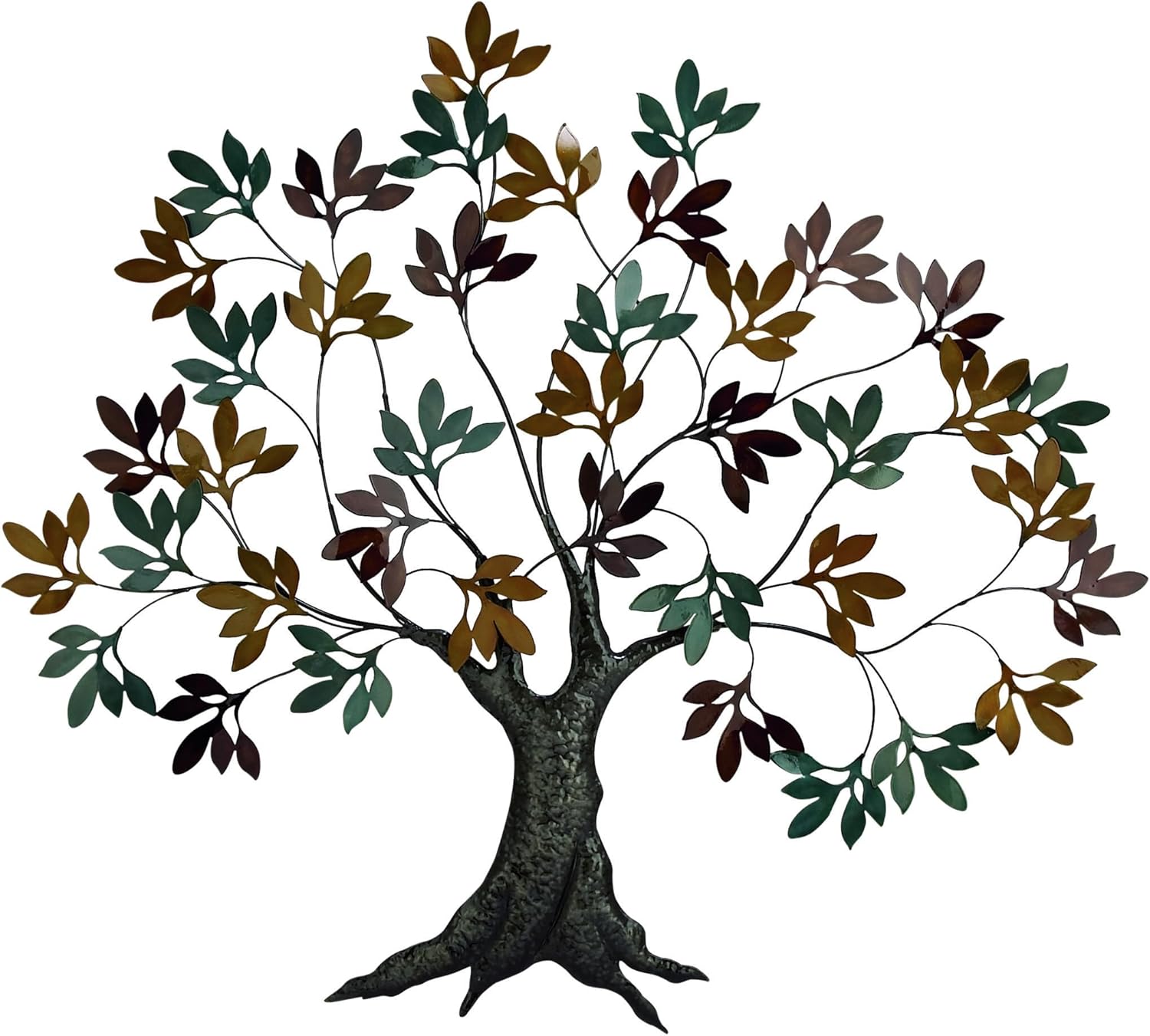 Deco 79 Metal Tree Home Wall Decor Wall Sculpture with Leaf Detail, Wall Art 47" x 2" x 42", Multi Colored Multi Colored 47L" x 2W"