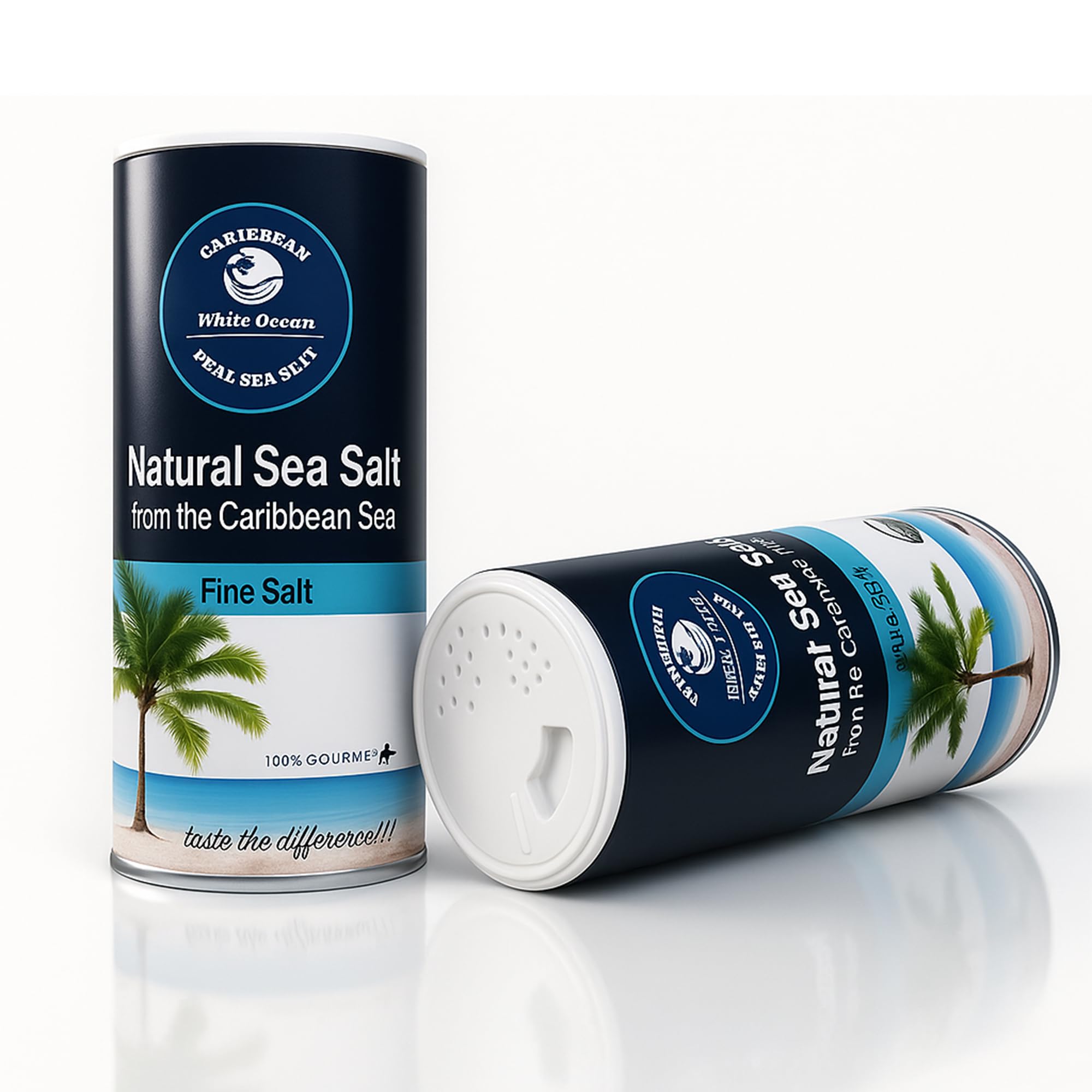 100% Gourmet Fine Sea Salt from the Caribbean Sea, Salt Shaker for daily use free of micro-plastic and impurities, table sea salt fine grain Unrefined, Fine Sea Salt Kosher, Easy to use and Store