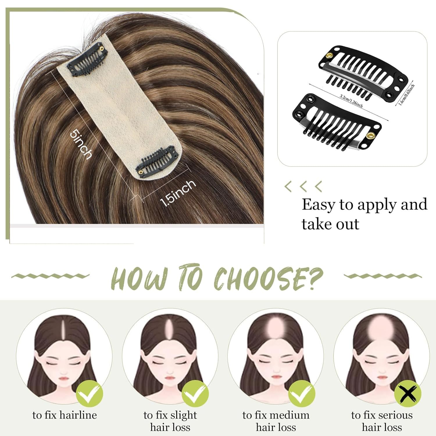 Urbeauty Hair Toppers for Women Real Human Hair for Thinning, 16 inch 1.5”x5”Silk Base Upgrade Topper, Clip-in Volume Enhancer, Natural-Looking, No Glue, Breathable, Lightweight