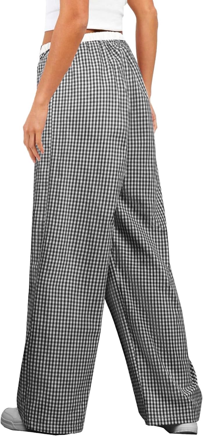 Women Pajama Pants Striped Wide Leg Elastic Waist Lounge Pj Bottoms Sleepwear - Image 2