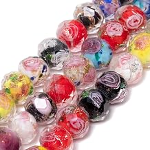 50pcs 810mm Valentine Beads Rose Lampwork Bead Handmade Faceted Mixed Color Murano Glass Beads for Jewelry Making Supplies, Bracelet, Rosary Craft Making