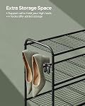 SONGMICS Shoe Rack, 2-Tier Shoe Organizer, Metal Shoe Shelf Storage with 4 Side Hooks, Holds 10 Pairs of Shoes, Height-Adjustable Shoe Rack for Entryway, Hallway, Closet, Easy Assembly, Ink Black