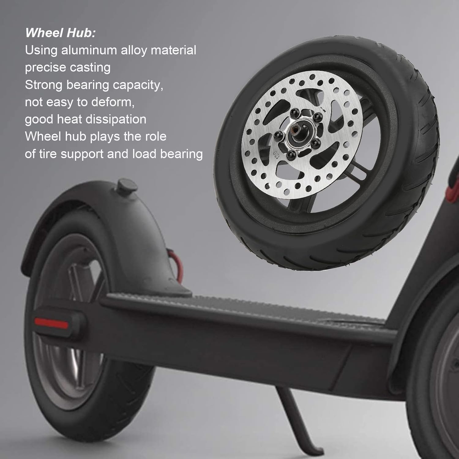 Scooter Pneumatic Tire Rear Wheel, 8.5 Inch Pneumatic Tire Rear Wheel 120mm Brake Disk for M365 PRO PRO2