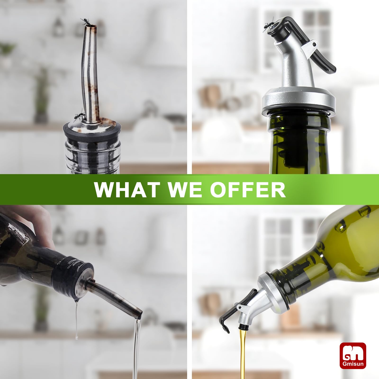 GMISUN Botella dispensadora de aceite de oliva, dispensador de aceite de oliva de 17 onzas, botella de aceite de oliva, 1 paquete, dispensador de aceite para cocina, dispensador de aceite de vidrio,
