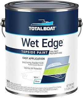 TotalBoat Wet Edge Topside Marine Paint Premium Polyurethane Coating for Boats, RVs, Exterior Trim, Fiberglass, Metal, and Wood (White, Gallon)