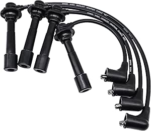 HiSport Spark Plug Wire Set – 4-Cable Set For Mazda Miata MX-5 1.6L & 1.8L (1990-2000), 10.2mm Silicone Boots