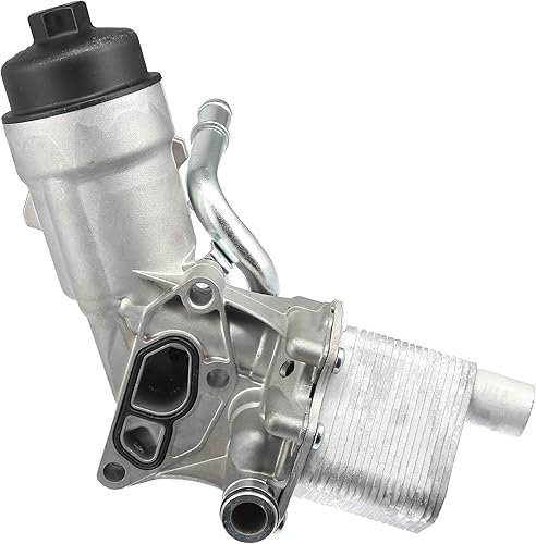X AUTOHAUX Adaptador de aluminio de la carcasa del filtro del enfriador de aceite del motor para Chevrolet Cruze Sonic Trax 1.4L 2011-2020 para