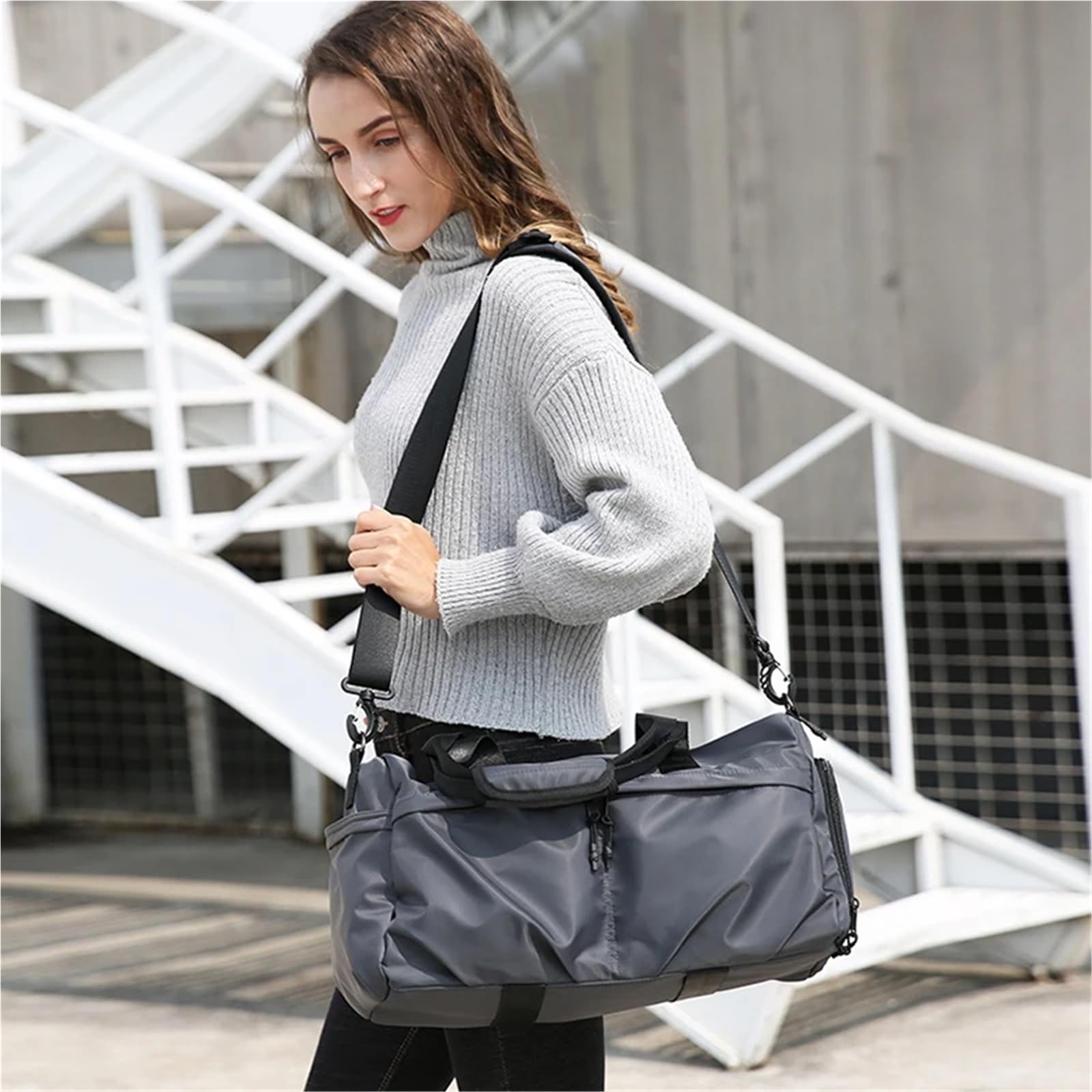 Sporttasche Training Bag for Women Men Fitness Sports Gym Yoga Separate Wet Dry Waterproof Luggage Bag with Shoe Compartment Handbag(Black)
