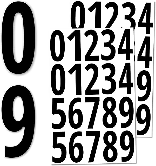 200 Pieces, 75mm - Number Stickers, Waterproof Vinyl Stick On Numbers - Black