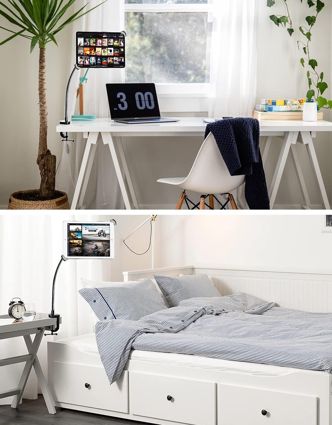 woleyi Gooseneck Large Tablet Stand, Heavy Duty Aluminum Long Arm Desk Tablet Holder, Flexible Arm Clip Tablet Mount for iPad Pro 9.7, 10.5, 12.9 Air, Galaxy Tabs, Surface Pro/GO and 9.5-14.5" Tablets