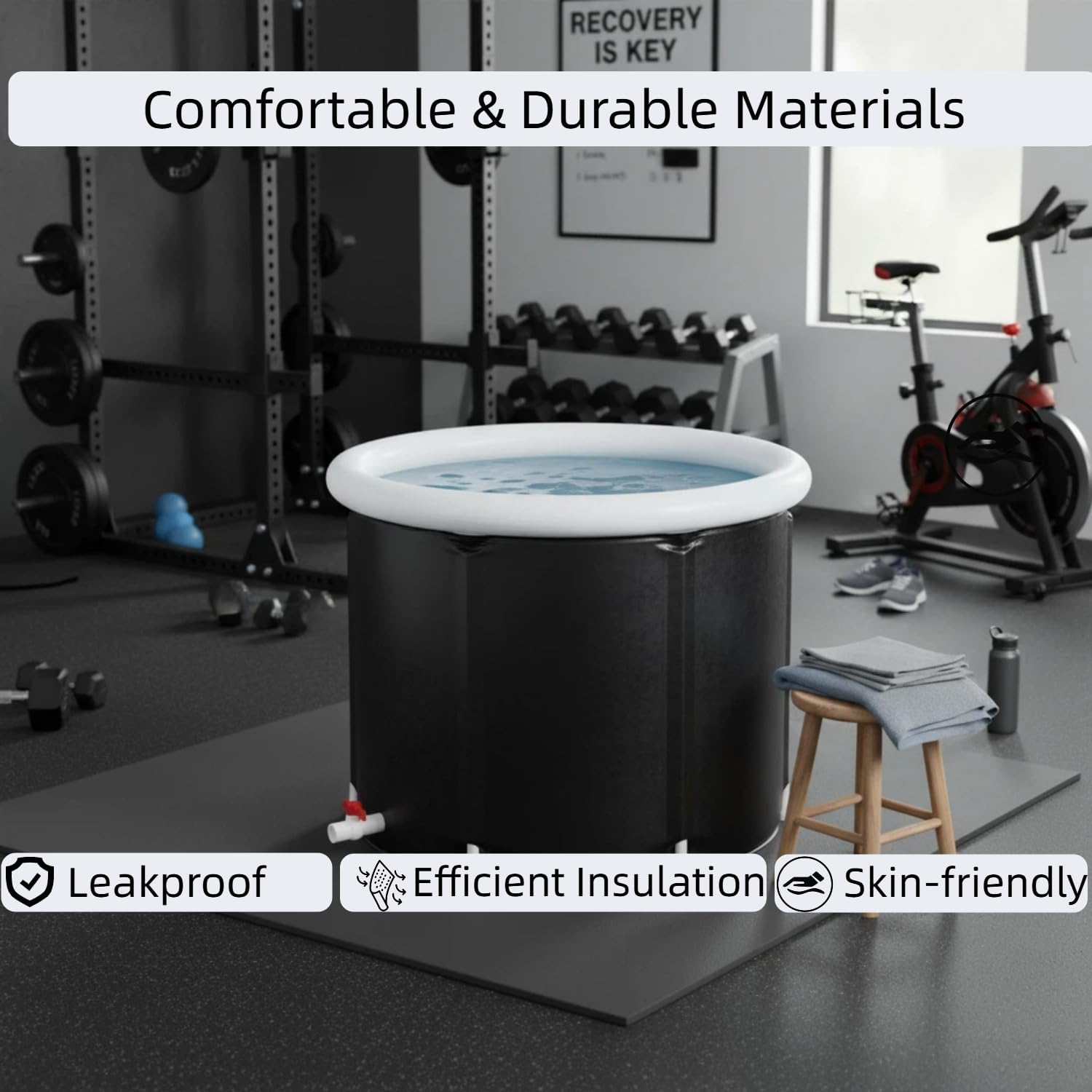 105 Gallons Ice Bath Tub with Lid, Portable Foldable Cold Plunge Tub for Muscle Recovery, Large Capacity for Indoor & Outdoor Use