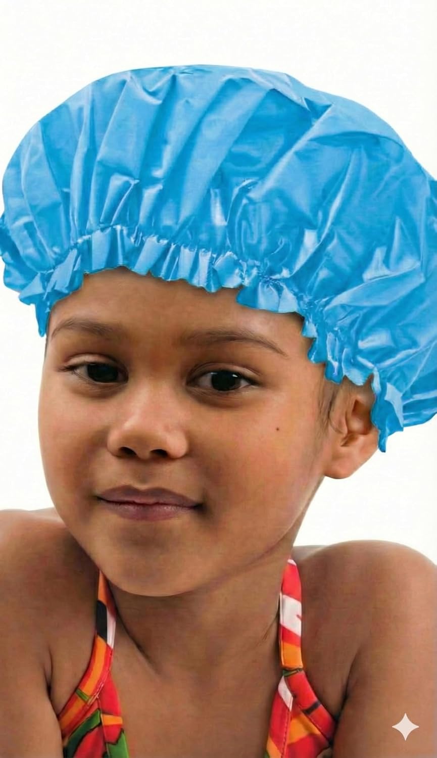 DONNA Kids Shower Cap, Bath Cap, Reusable Waterproof Shower Caps Plastic Reusable Shower Caps Elastic Band Bath Caps for Women, Kids PURPLE
