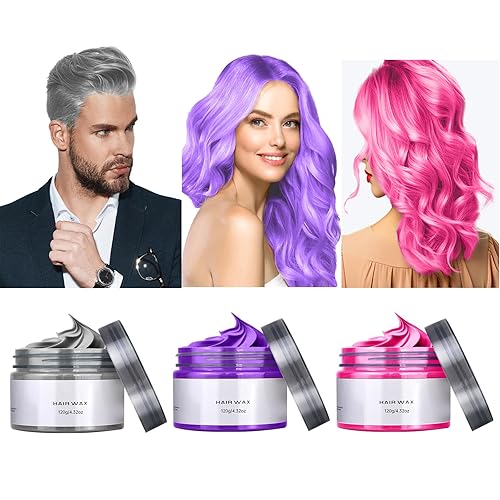 Cera temporal de color para el cabello, tinte de cera lavable para hombres y mujeres, para peinar el cabello, arcilla para el cabello loco, fiesta