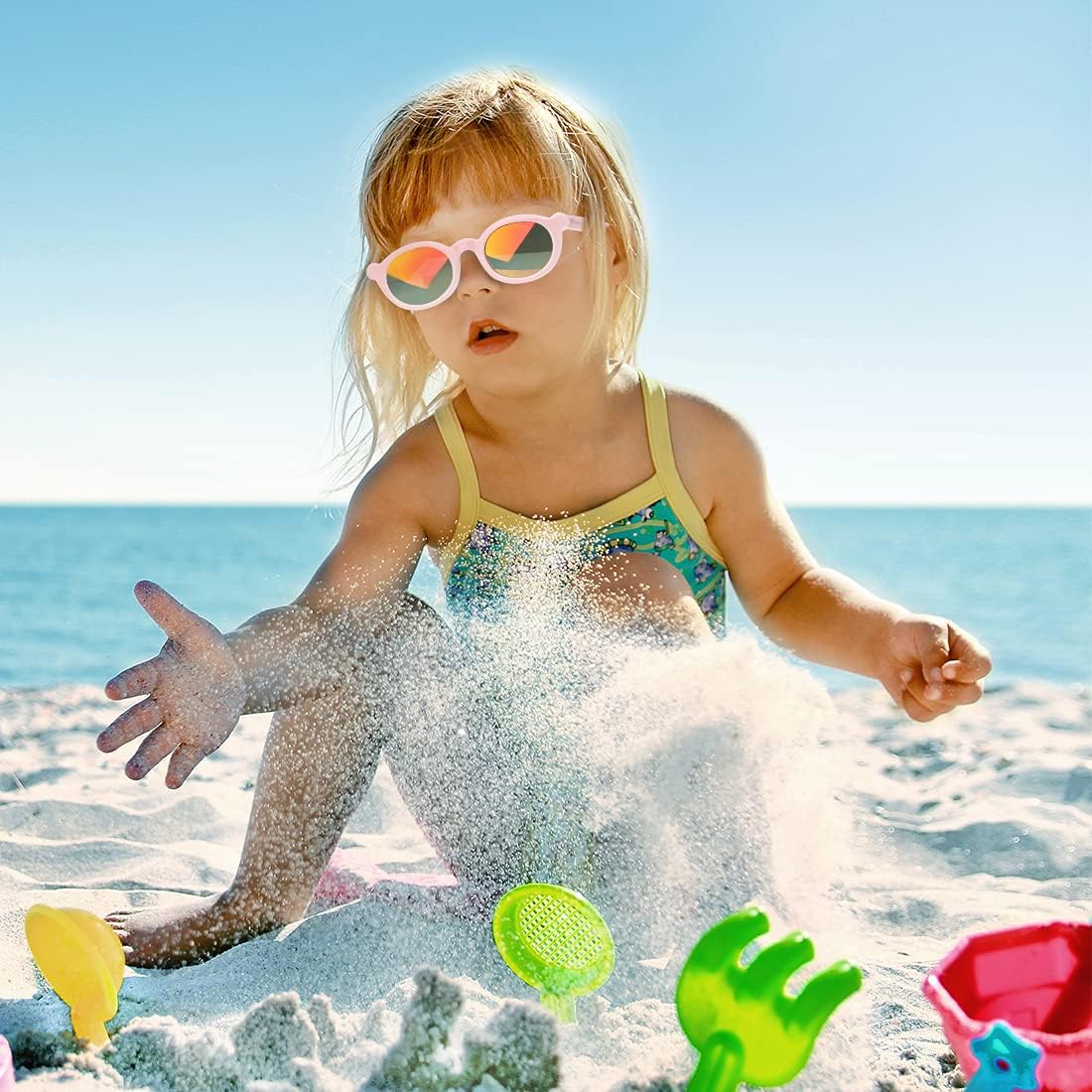 Nacuwa Baby Sunglasses - 100% UV Proof Sunglasses for Baby, Toddler, Kids - Ages 0-2 Years - Case and Pouch included