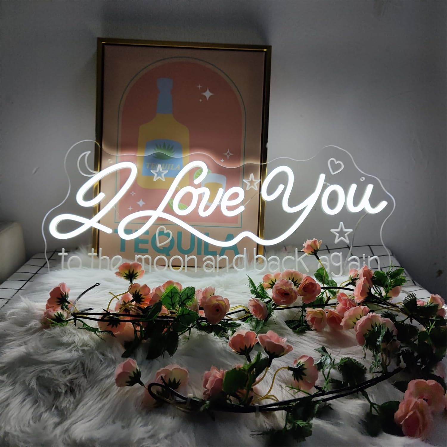 I Love You Neon Sign,Led Signs,Weeding decorations Neon Lights for Bar Pub Christmas,Restaurant,reception Decor White Neon Engagement Birthday Wedding Party,SIGNVIA,Size:50 * 15.4cm