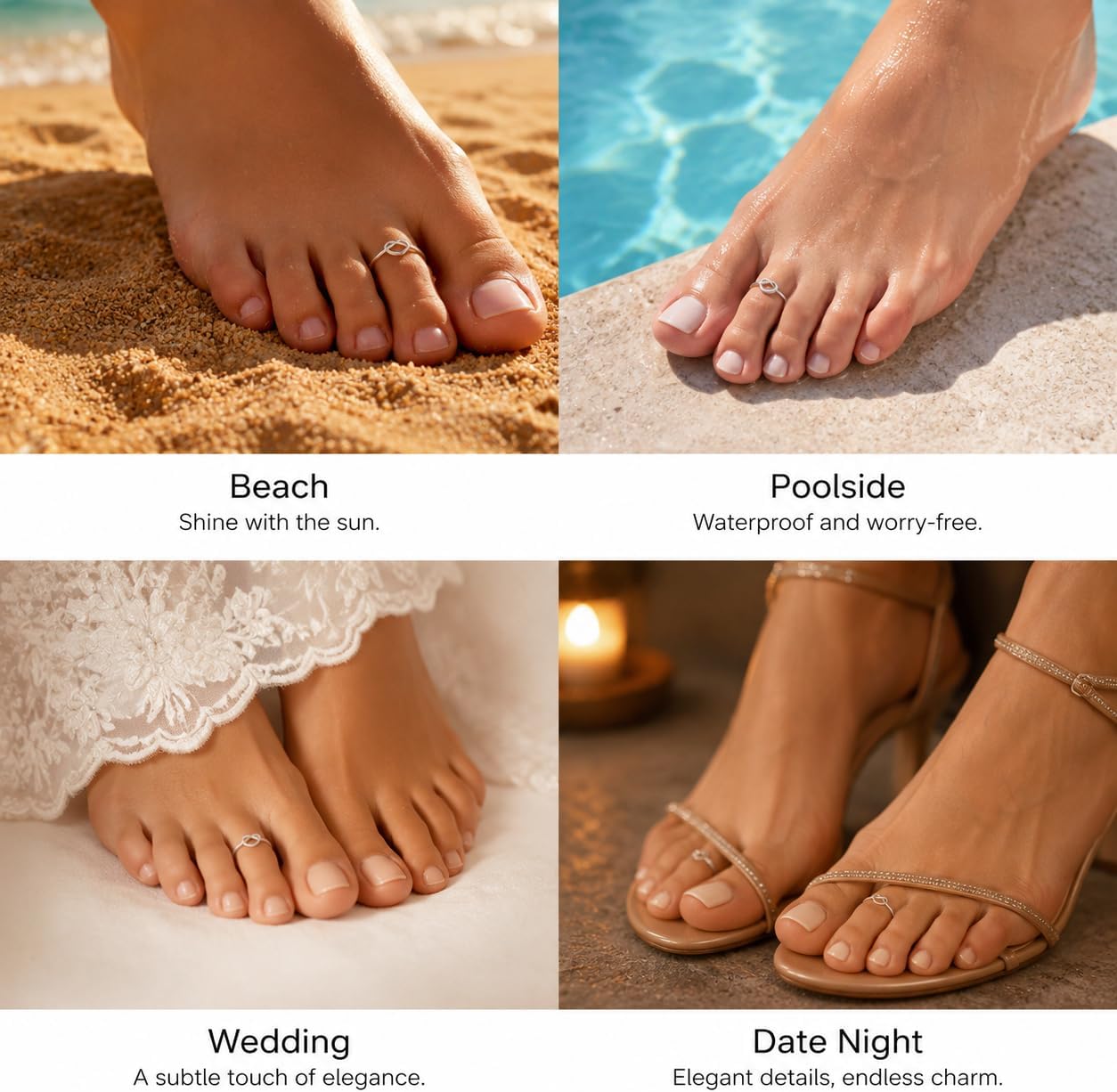 925 Sterling Silver Heart Toe Rings for Women Non Tarnish | Cute Dainty Love Knot Pinky Ring Adjustable Open Band Hypoallergenic Waterproof Summer Beach Wedding Foot Jewelry Accessories