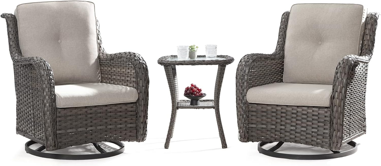 Joyside Outdoor 360 Degree Swivel Rocker Patio Chairs Sets