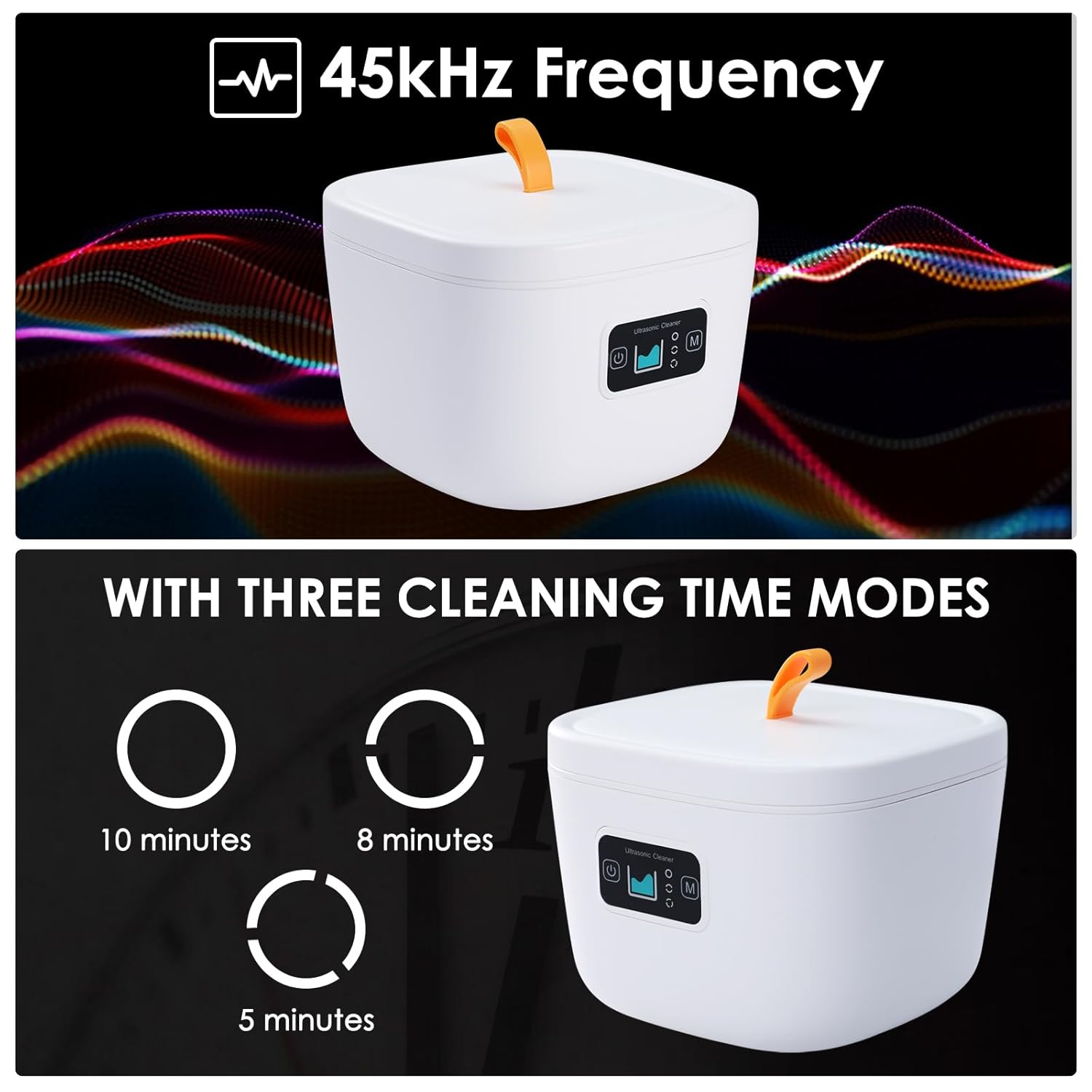 Ultrasonic Cleaner Ultrasonic UV Retainer Cleaner Machine 8.6oz(255ml) 45kHz Portable Ultrasonic Jewelry Cleaner with 3 Cleaning Modes for Home, Ring Diamond