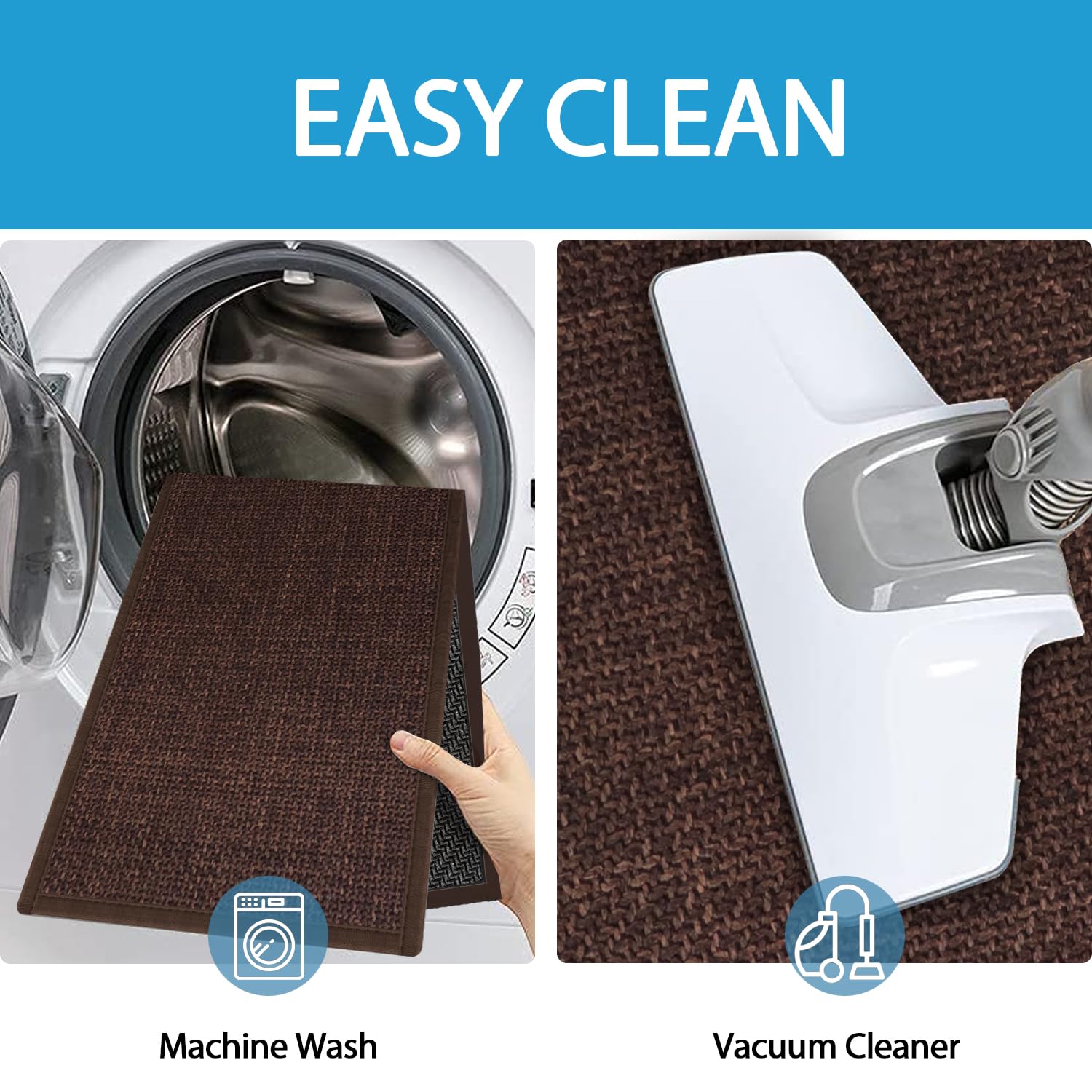 Non Slip Stairs Carpet with Rubber Backed, Jute Stair Runner for Carpeted Stairs, Deep Brown Staircase Step Treads Mats, Reusable Stair Cushion Stairs Pads for Bare Feet, 30X8 Inches