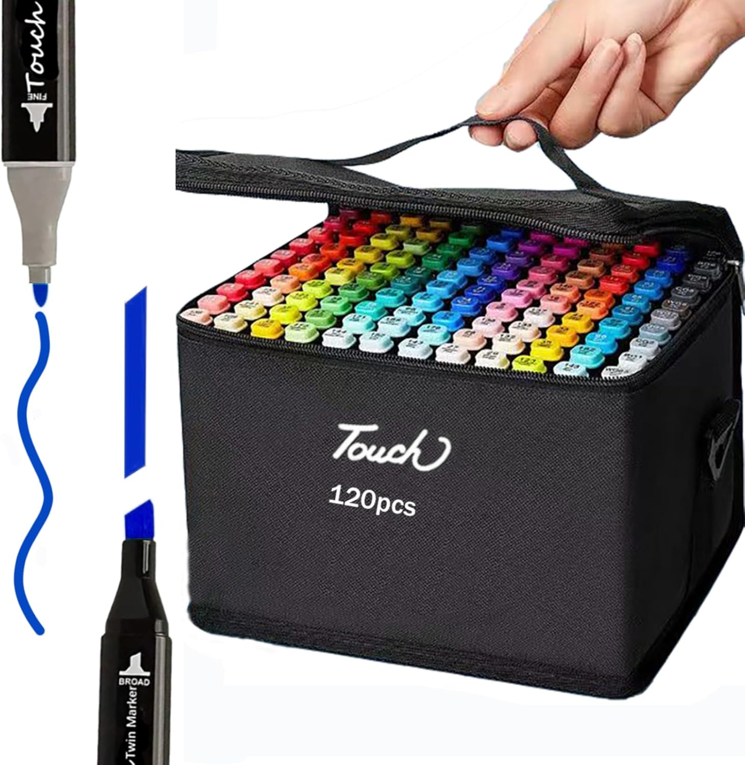 Alcohol Markers for Adults - Coloring Marker Set, Alcohol Ink Markers with Fine & Chisel Dual Tips, 120 Colors Drawing Marker with Stand Case and Carrying Bag