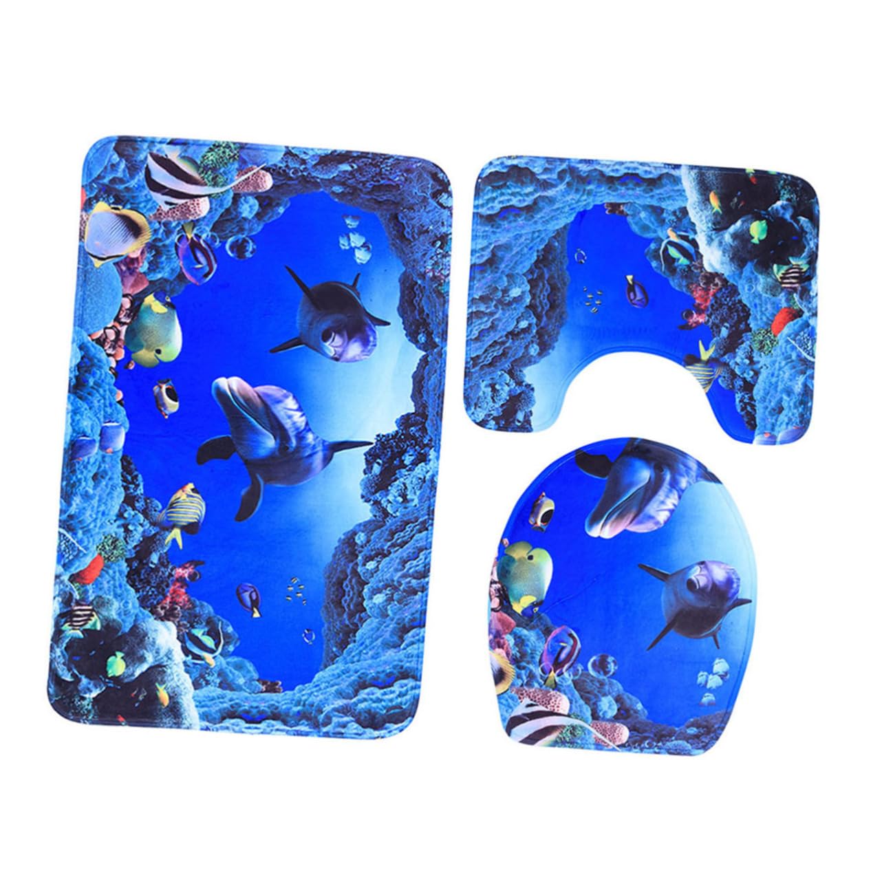 OUNONA Lot de 3 Tapis de Bain Tapis de Bain antidérapant Tapis pour abattant WC Doux Borne Tapis
