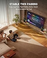 Vista 2 de Moukey MPS5 - Máquina de karaoke portátil, altavoz recargable de 200 W de potencia máxima con 2 micrófonos inalámbricos y correa, compatible con BT