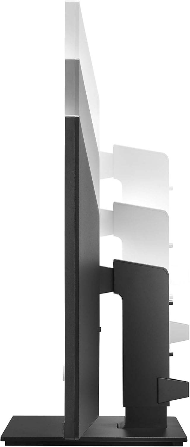 വശം view of the LG 27UK670-B monitor showing its adjustable height feature.