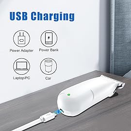 SweetLF Hair Clippers, Silent Cordless Hair Trimmer, Mini Hair Cutting Kit with 3 Guide Combs, USB Rechargeable, Portable, White