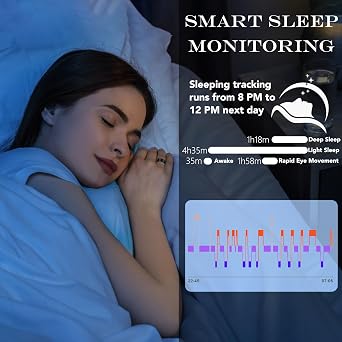 Smart Health Ring Fitness Tracker for Men Women, Sleep, Stress & Activity Monitoring, IP68 Waterproof, Long Lasting Battery, Coral 8