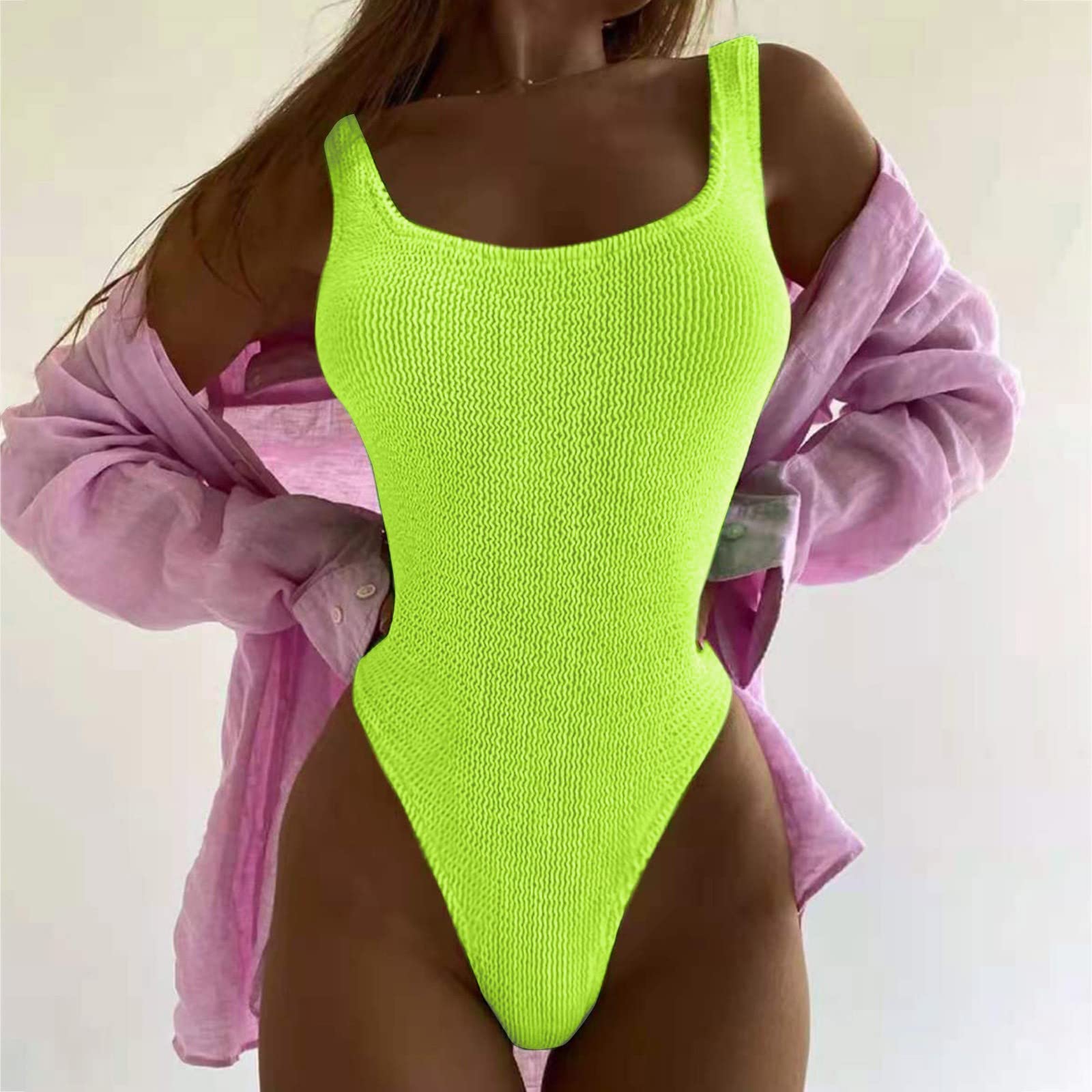 Generico Costume da Bagno Donna, Costumi Interi da Pancia A Vita Alta Avvolgere Tie Back Monokini Costumi Intero, Tessuto Anti-Macchie