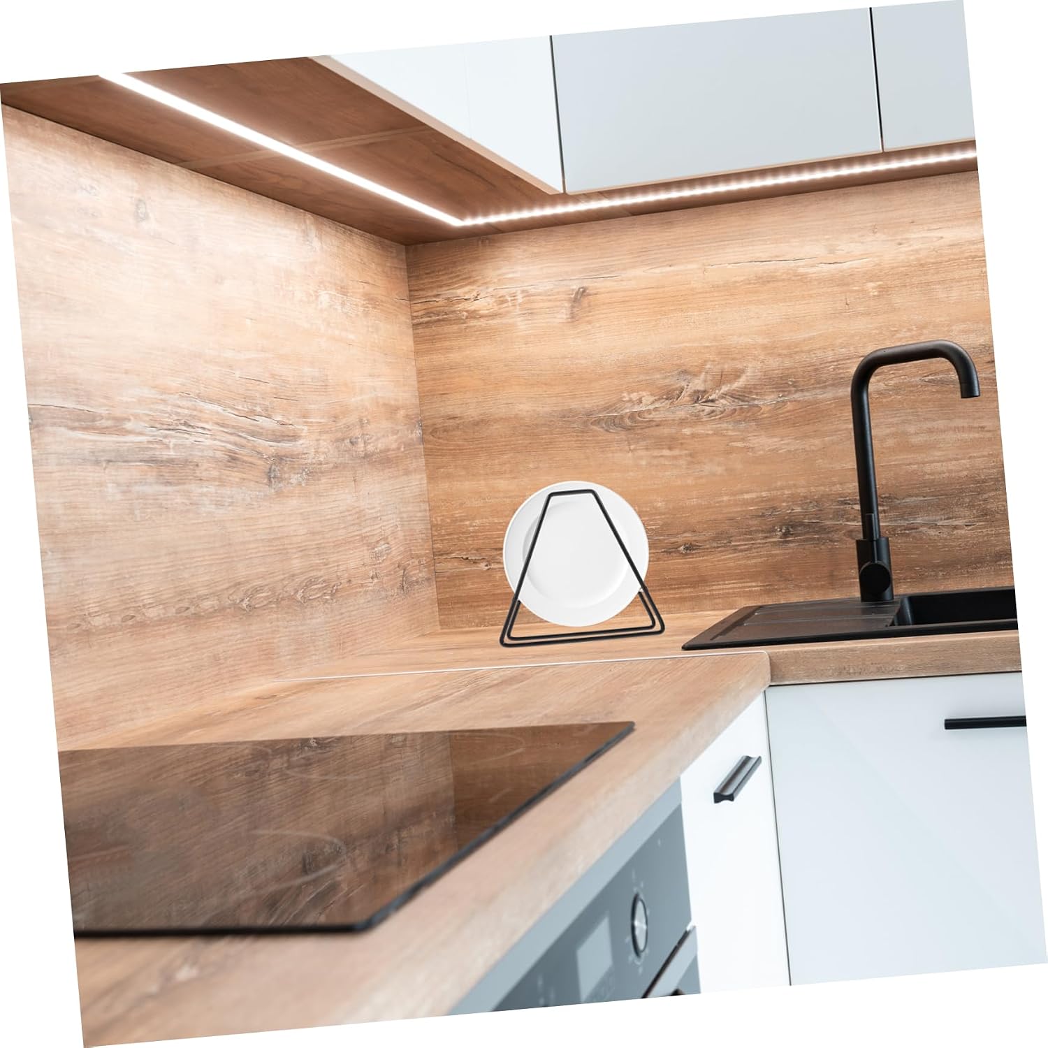 Black Iron Desktop Plate Stand for Countertop Kitchen Storage
