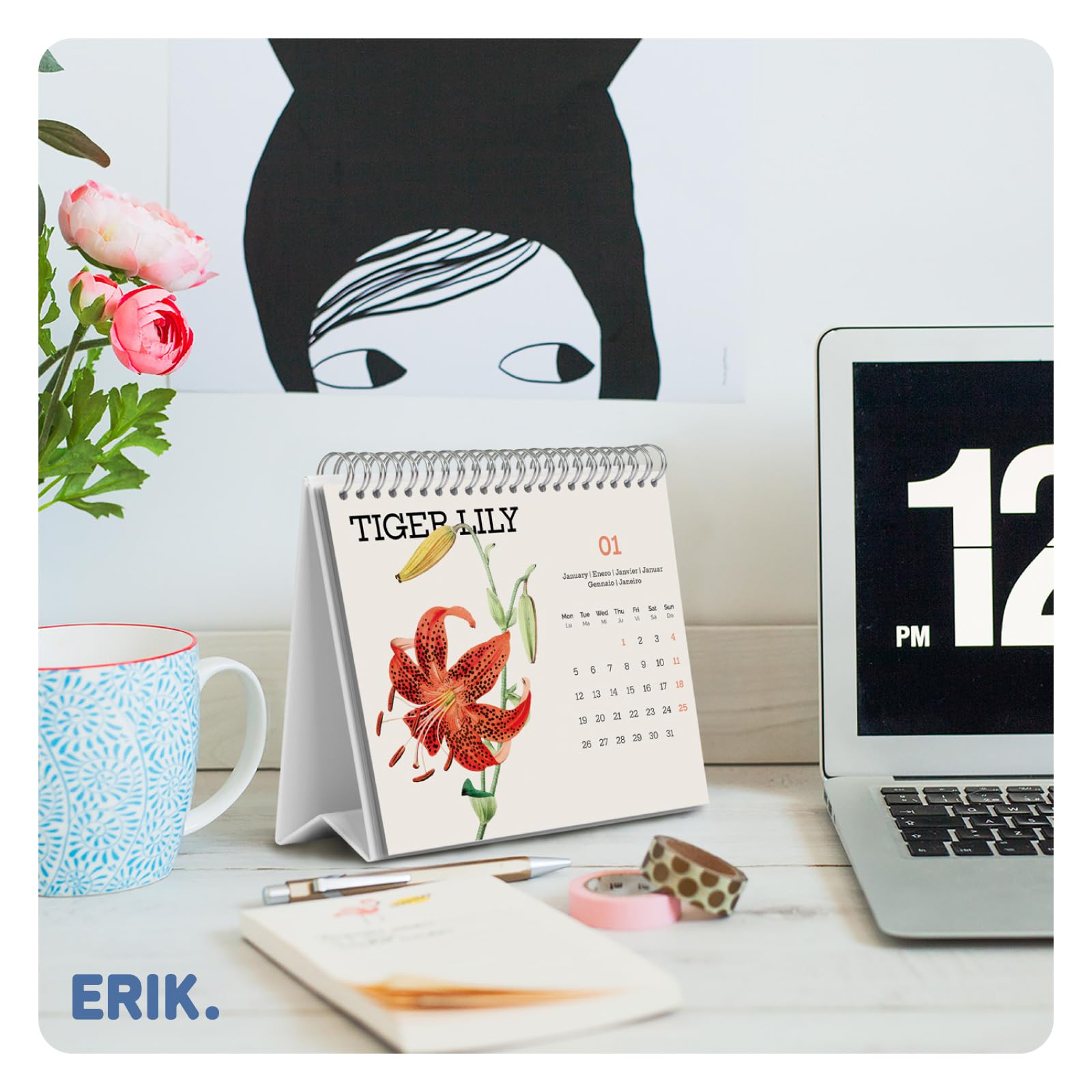 Grupo Erik Desk Calendar 2026 - Vintage Flowers Calendar 2026 Month To View | Monthly Desk Planner, Desktop Gifts Under 10 Pounds | Flowers Gifts For Friends