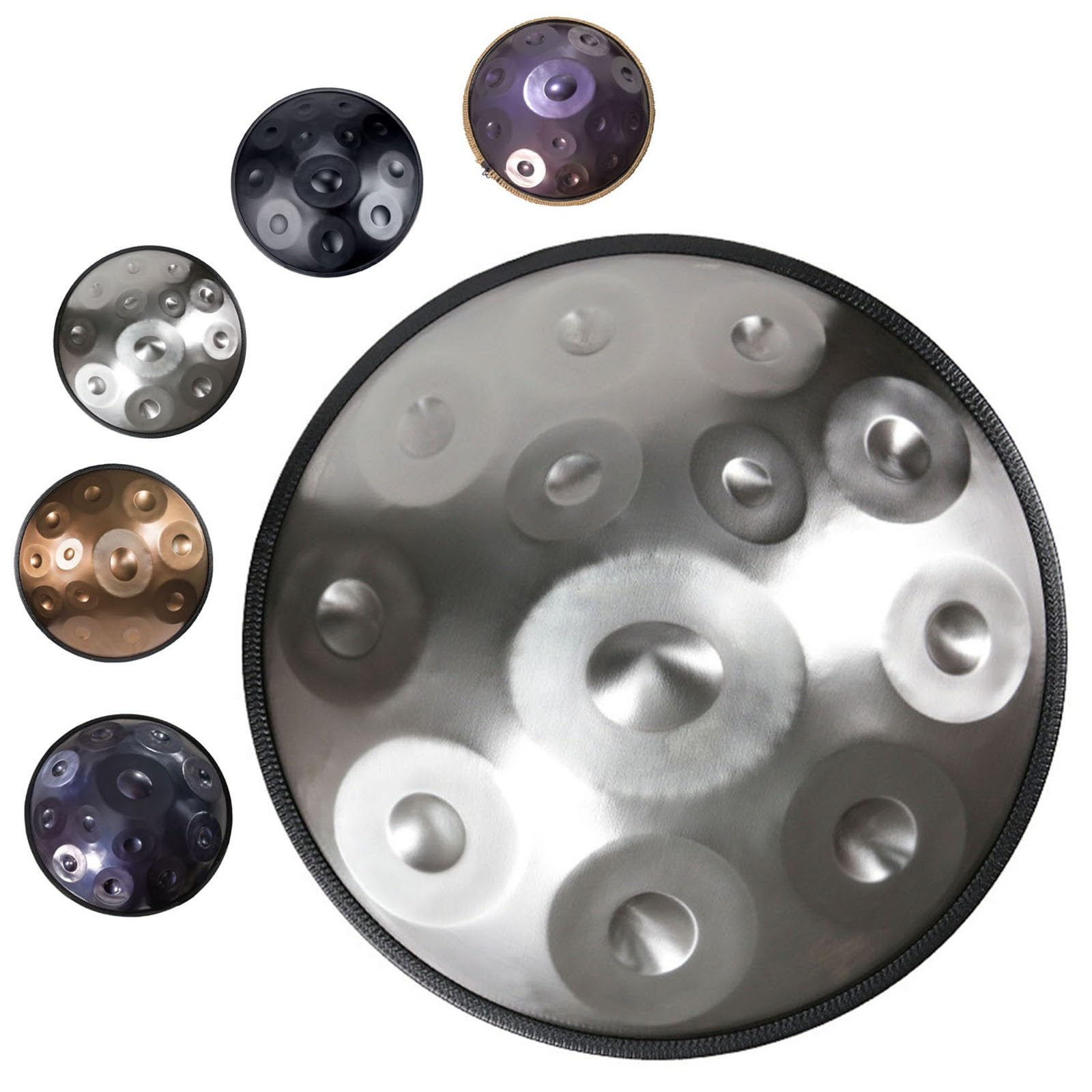 Hand Pan Harmonic, Tamburo in Acciaio in D Minor 12 Note 22 Inches 432HZ /440 HZ, Tamburo Per Handpan per adulti Producendo Una Piacevole Risonanza(Silver,440Hz)