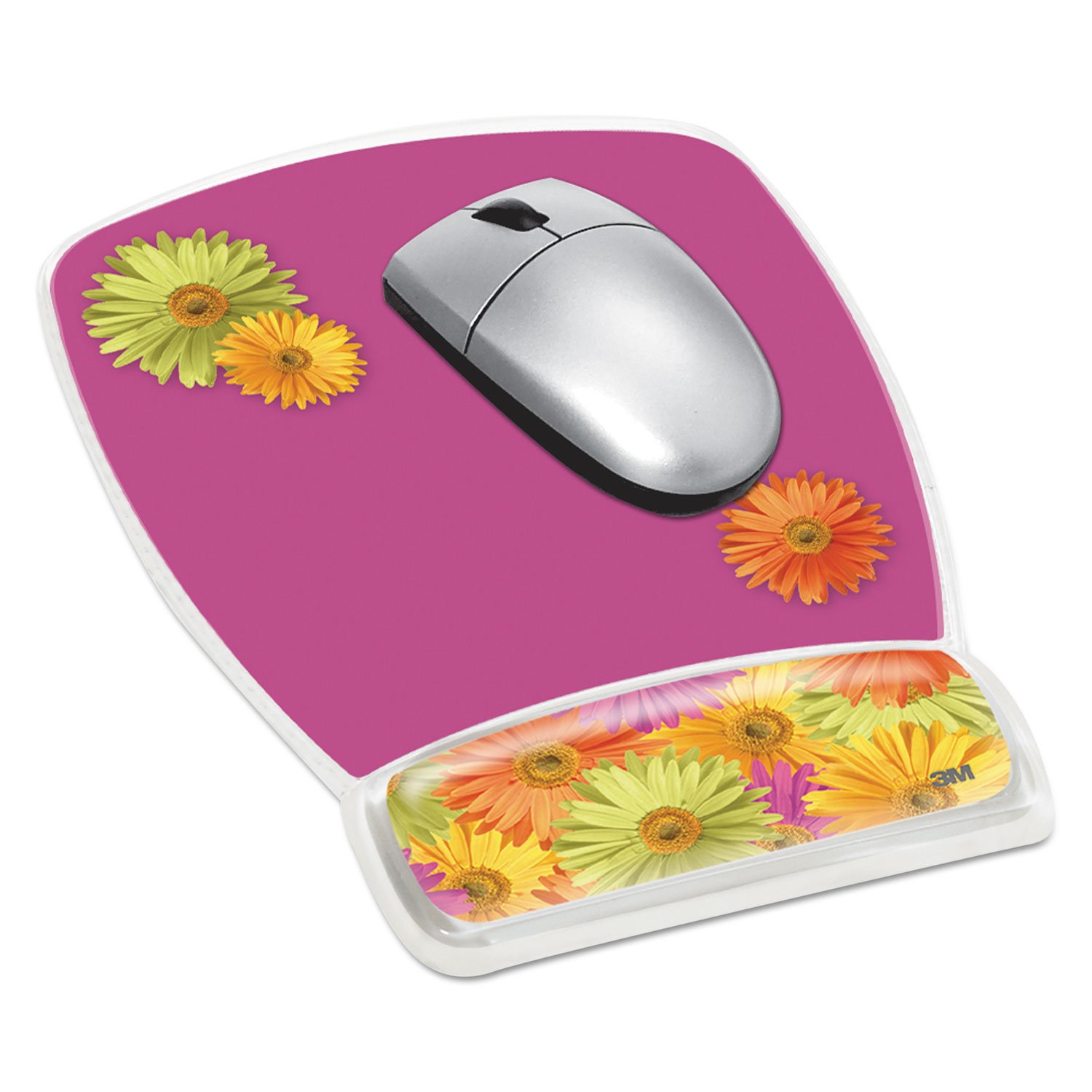 Fellowes Foto Gel Mauspad Mit Handgelenkauflage – Rosa Blumen Design, Rutschfest & Leicht Zu Reinigen