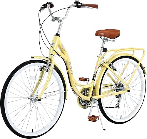 Vista 46 de L-TWOO Bicicleta de crucero de playa de 24 pulgadas/26 pulgadas, bicicleta de paso bajo, elegante bicicleta de 7 velocidades V, bicicleta de crucero