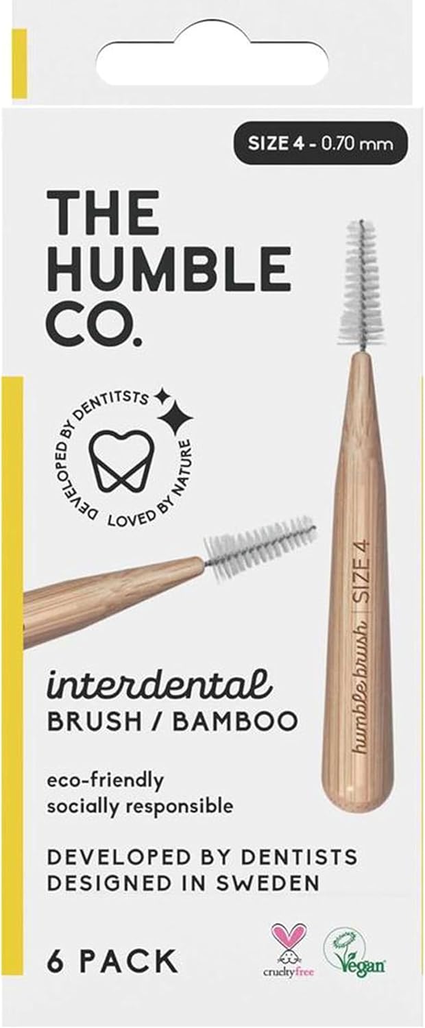 Humble Size 4 Yellow 0.7mm Bamboo Interdental Brushes Pack of 8