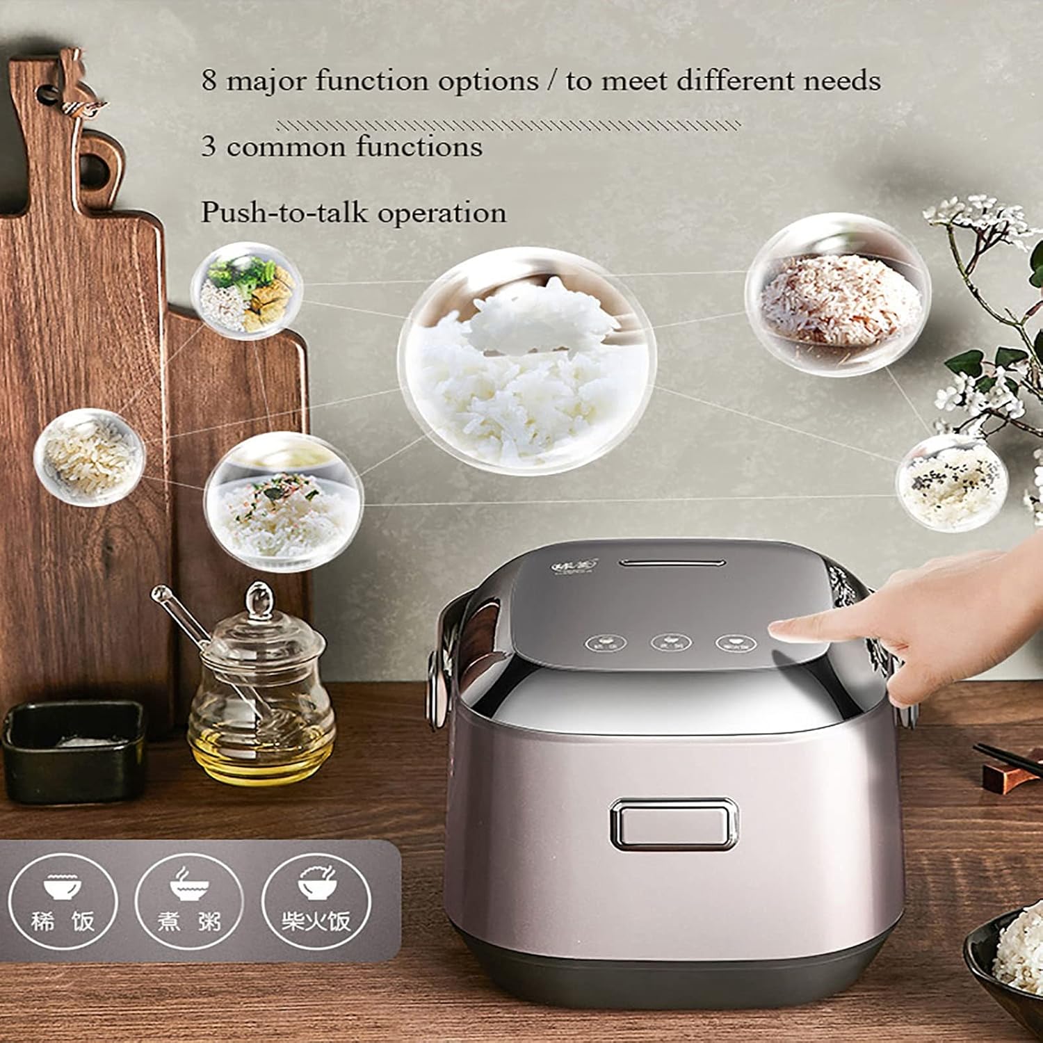 Rice Cooker (2L) Household Multi-function Rice Cooker, Thicken Non-stick Liner,24H Reservation and Heat Preservation, for 1-3 People 220-240V US/EU