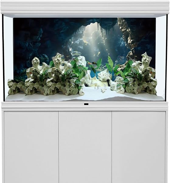 120x61cm Aquarium Background Mountain Stones Cave Aquarium Background River Bed & Lake Fish Tank Background Vinyl Background - 2