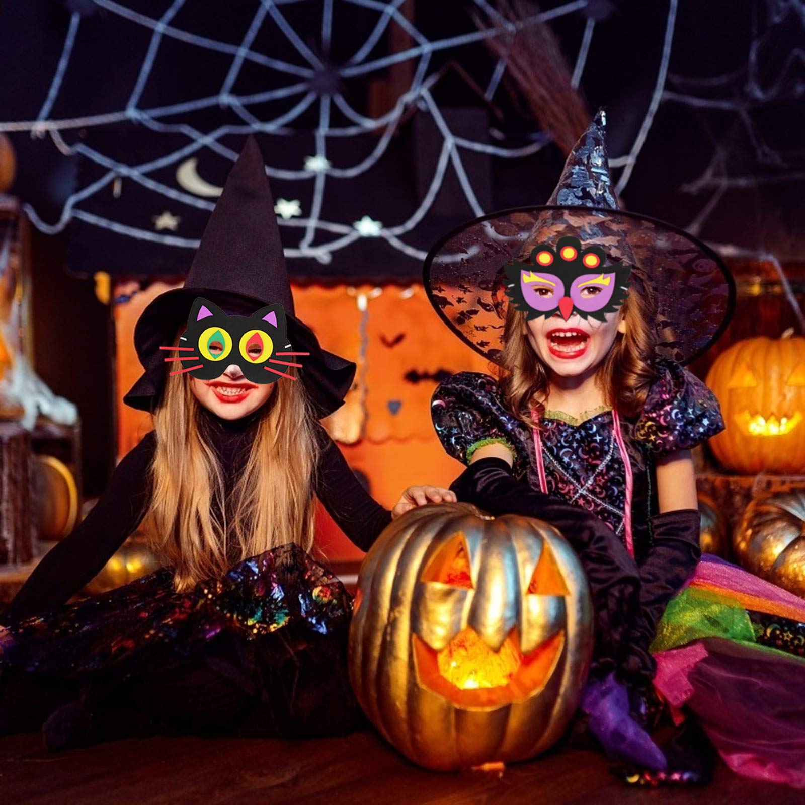 Masque D'halloween En Feutre, 15/30 Pièces, Sans Bricolage, Kit Artisanal, Chat, Sorcière, Citrouille, Vampire, Fantôme, Accessoires De Costume Pour Fête